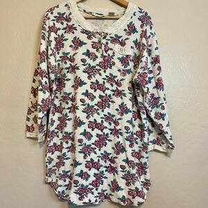VTG Cotton Sleep Dress Floral Womens Size Medium Cottagecore Romantic Feminine